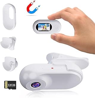 Mini Body Camera 1080P with 32GB Card Helmet Camera Body Cameras with Audio and Video Recording Multi-Function Accessory Body Camwhite