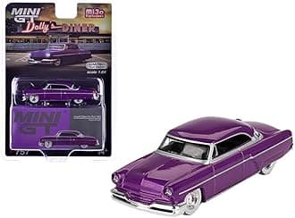 True Scale Miniatures Model Car Compatible with Lincoln Capri Hot Rod 1954 Purple Metallic 1/64 Diecast Model Car Mini GT MGT00757