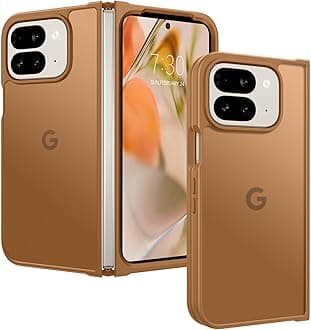 BENTOBEN for Google Pixel 9 Pro Fold Case, Translucent Matte Reveal Logo Slim Thin Shockproof Anti-Yellow Lightweight Women Men Boys Girls Protective Phone Cover Cases for Pixel 9 Pro Fold 8.0", Brown