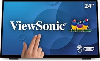 ViewSonic TD2465 24 Inch 1080p Touch Screen Monitor with Advanced Ergonomics, HDMI and USB Inputs