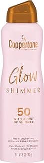 Coppertone Glow with Shimmer Sunscreen Spray SPF 50, Water Resistant Spray Sunscreen, Broad Spectrum SPF 50 Sunscreen Spray, 5 Oz Spray