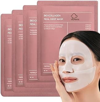 YR Bio-Collagen Real Deep Mask, Hydrating Overnight Hydrogel Mask, Pore Minimizing, Elasticity Improvement, 34g (Pack of 4)