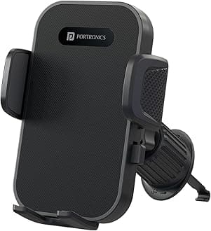 Portronics Clamp Y Adjustable Air Vent Smartphones Mobile Holder for Car with 360° Rotational, One Click Release Button, Compatible with 4.8 to 6.8 inch Devices(Black)