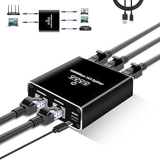 NEWCARE LAN Splitter 1 in 4 Output High Speed 1000Mbps LAN Cable Branch Network Splitter LAN Port Expansion Wired LAN Hub Gigabit LAN Cable Bifurcation LAN Internet Splitter Connector for Cat