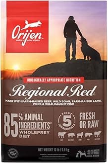 ORIJEN REGIONAL RED Dry Dog Food, Grain Free and Poultry Free Dog Food, Fresh or Raw Ingredients, 13lb