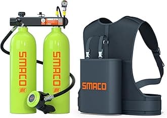 SMACOMini Scuba Diving Tank 2L Double Scuba Tank Reusable Small Pony Bottle with 30-45 Mins Portable Twin 2L Diving Air Tank Kit Diving Oxygen Cylinder for Underwater Exploration Rescue S700 Max