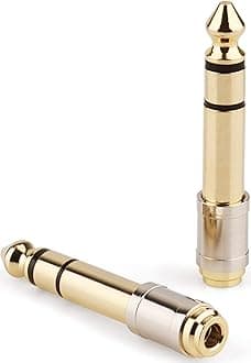 PASOW 1/4'' Male to 1/8'' Female Stereo Headphone Adapter 6.35mm to 3.5mm Audio Adapter Pure Copper for Headphone, Amplifier, Guitar, 2 Pack