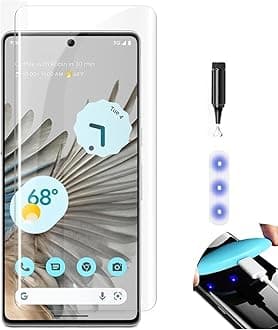 NISHTECH G-Tel HD+ Curved UV Tempered Glass Screen Protector Designed for Google Pixel 7 Pro 5G || Full Screen Coverage with Easy Installation Kit (Anti-Scratch)