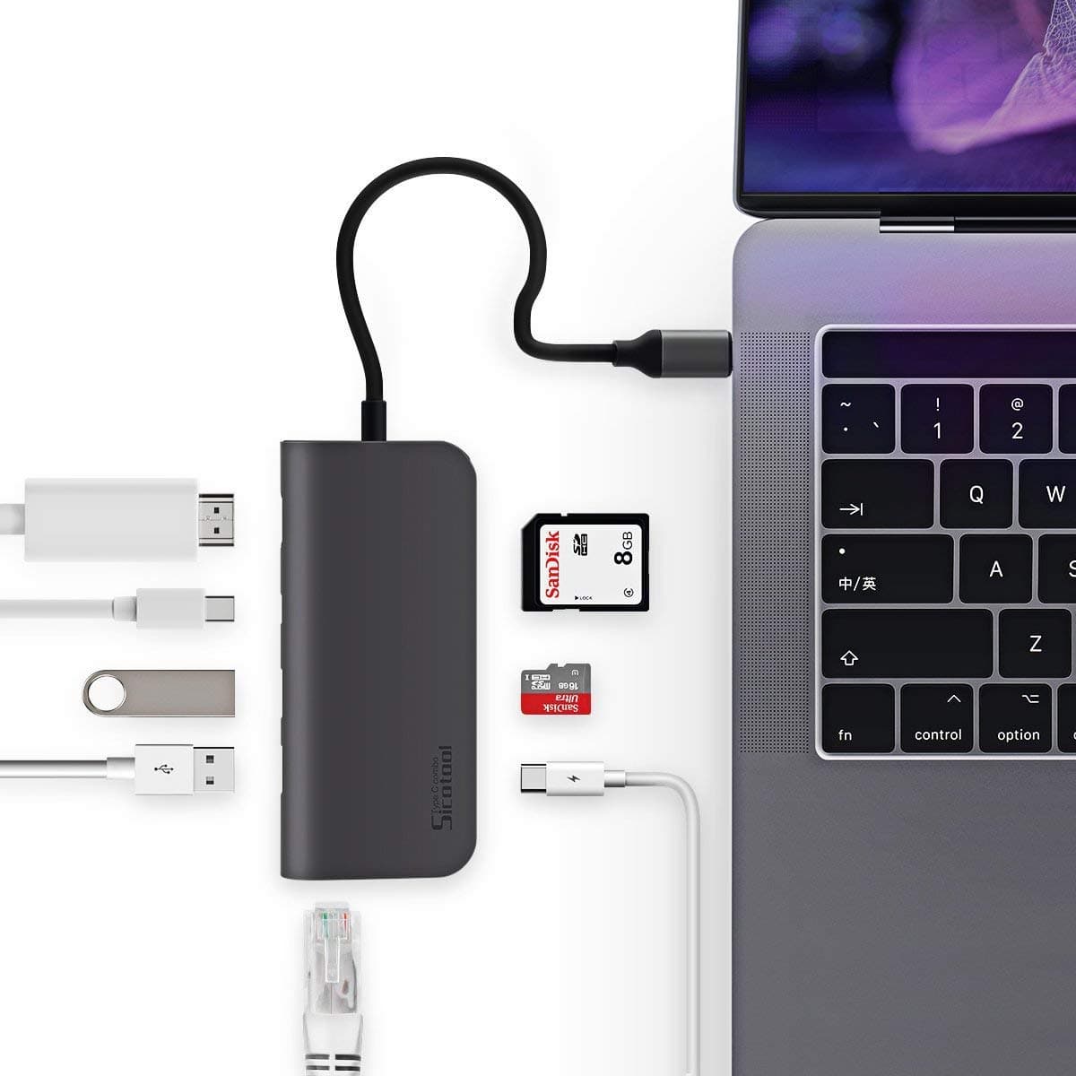 USB C HUB, Compatible with MacBook Pro Multi-port Type USB c Combo Hub Adapter Dongle with 4K HDMI,4K Mini Displayport,Gigabit Ethernet,USB 3.0,TF/SD Card Reader for More Type-c Device
