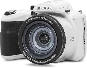 PIXPRO AZ425-WH 20MP Digital Camera 42X Optical Zoom 24mm Wide Angle Lens 1080P Full HD Video Optical Image Stabilization Li-Ion Battery 3" LCD Vlogging Camera (White)