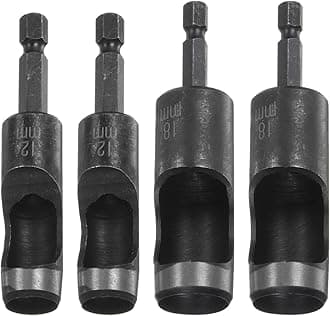 HARFINGTON 4pcs 12mm,18mm Leather Hollow Hole Punch 1/4" Hex Shank for Drills, Belt Hole Punch Punching Cutter Tool for Thick Fabrics Leathercraft Working