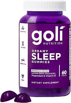 Goli Dreamy Sleep Gummy - 60 Count - Melatonin, Vitamin D, Magnesium, and Lemon Balm Extract - Gelatin-Free, Gluten-Free, Vegan & Non-GMO 1