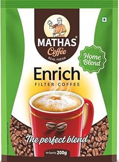 Mathas Enrich Coffee Powder | Leading Indian Filter Coffee | 70% Coffee 30% Chicory (Enrich, 200gm)