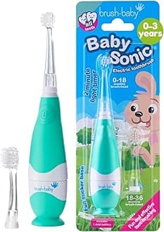 BabySonic Electric Baby Toothbrush for Infants and Toddlers - Engaging Light-Up Head for Fun Brushing, Includes Soft Bristles & Smart Timer, With 1 Brush Replacement Head, Teal Color