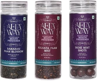 The AftaWay Premium Paan Lovers Combo Kolkata Paan Mist, Banarasi Paan Blossom, Indie Mint Shots, Classic Indian Mouth Fresheners, No Tobacco, No Artificial Preservatives, Natural Breathe Freshener