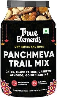Panchmeva 1.2kg - Fasting Special Trail Mix | Premium Dry Fruits | 5 Nuts - Almonds, Cashews, Dates, Raisins, Black Currant | Dry Fruits Mix | Healthy Snacks
