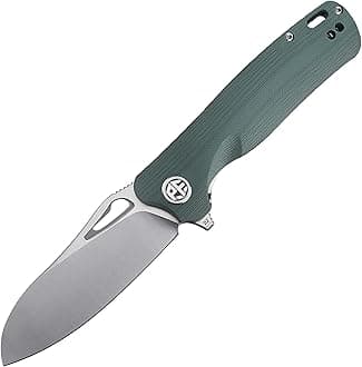 Petrified fish PF868 Bunta,3.35" D2 Satin Blade,146g G10 Handle Flipper Folding knife (Green G10)