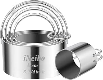 iNeibo Biscuit Cutter Set, Cookie Cutter, Round Shape Circle Scone Cutters, Pastry Dough Baking Cutter, Shapes Pastry Cutter for Dumpling Skin Cutters, Dough, Pastry, Donut, Fondant, DIY, Cake Décor