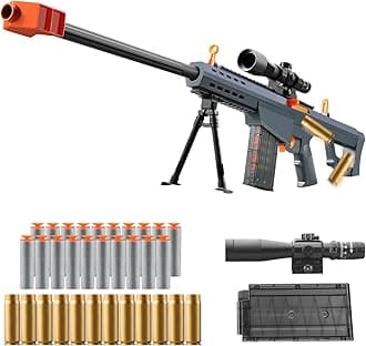 Soft Bullet Toy Gun Dart Foam Pellet Blasters Shell ejecting Shotgun Cool Stuff Gifts for boy Age 8+ 9 10 11 12 Year Old Kid Shooting Game with Scope Sniper Rifle (Grey)