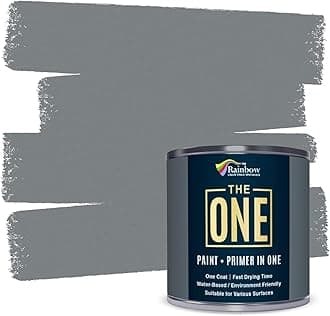 THE ONE All-In-One Paint & Primer - Grey Gloss, 250 ml | Multi-Surface 1 Coat Formula | Easy Indoor & Outdoor Decorating for Home & Garden Walls, Floors & Furniture | Durable, Water-Based & Low VOC