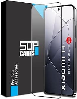 SupCares Tempered Glass for Xiaomi 14 (6.36 Inch) With Installation Kit | Military-Grade Gorilla Screen Protector | Edge to Edge Coverage | Black