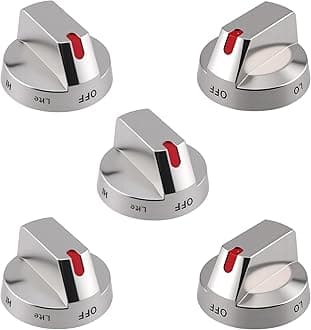 【5-Pack】 Upgraded DG64-00473A Burner Control Dial Knob Range Oven Replacement Compatible with Samsung Gas Range/Oven/Stove,Sturdy Stainless Steel Reinforcement Ring.