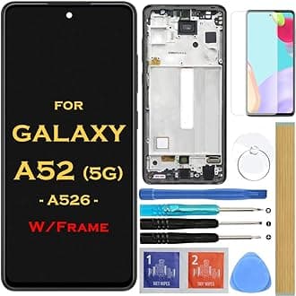 Screen Replacement LCD Display Touch Digitizer Assembly for Samsung A52 5G A526U SM-A526T SM-A526V SM-A526A SM-A526B SM-A526U1 SM-A526W 6.5"(Black with Frame)