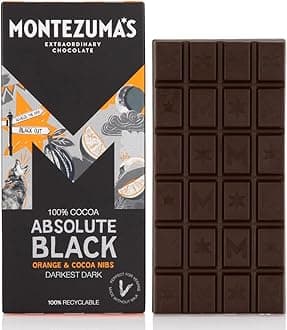 Absolute Black, 100% Cocoa, Dark Chocolate Orange & Cocoa Nibs, Gluten Free & Naturally Vegan, 90g Bar