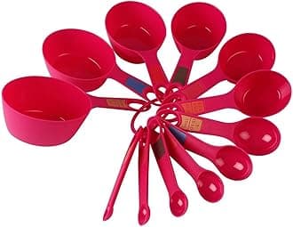 INOVERA (LABEL) Plastic 12 Piece Measuring Cups and Spoons for Kitchen Cake B...