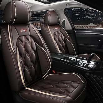 Front and Back Seat Covers 5 Pieces For Ford Mustang 2004-2023 Leather Cushion Protector Waterproof Vehicle Covers,(Color:brown)