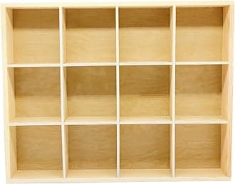 1 Pcs 13.4''x10.6''x2'' Wooden Storage Divider Box Showcase Display Box Organization Tray Display Holder Tabletop Box with 12 Compartments for Home Craft Office Kitchen Storage