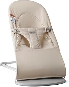 Bouncer Balance Soft, Light Beige, Woven/Jersey, Tri-Fabric | 2-in-1 Adjustable Baby Bouncer Seat and Toddler Chair, Newborn to Toddler (8-29 lbs), 4 Positions, Lightweight & Portable