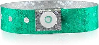 100 WristCo Aqua Holographic Plastic Wristbands for Events – Extended Wear, Glowing Color Prevents Reuse – Premium-Grade Bracelets