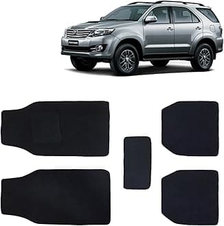 KINGSWAY Accessories Anti Slip Carpet Foot Mats Compatible with Toyota Fortuner (Year 2008-2017) - Designed to Protect Your Car Floor, Set of 5 Pcs, Universal Fit Car Mats - Black