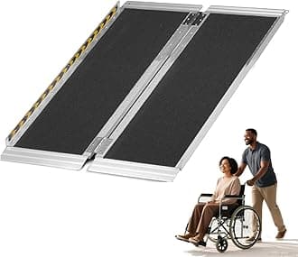 MOTORHOT 3ft Wheelchair Ramp, 600 lbs Capacity Portable Non-Slip Aluminum Folding Handicap Home Steps Scooter Door Threshold Ramp for 3-9 inch Step, 28in Wide, Black