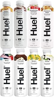 Huel 8X 500ml Assorted Pack (1 x Salted Caramel,1 x Iced Coffee Caramel,1 x Strawberries & Cream,1 x Cinnamon Swirl,1 x Berry,1 x Chocolate,1 x Banana & 1 x Vanilla)