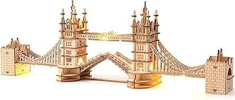 Rolife 3D Wooden Puzzles DIY London Tower Bridge Craft Model Kits for Adults to Build Birthday Gfit for Friends and Family