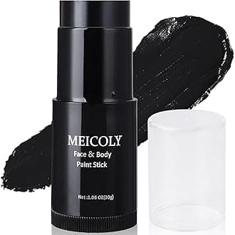 MEICOLY Black Face Body Paint Stick(1.06 Oz),Waterproof Black Face Paint for Cat Halloween SFX Skull Joker Zombie Vampire Skeleton Goth Spider Cosplay Makeup,Black Stick Clown Makeup