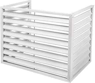 Aluminum Air Conditioner and Heat Pump Cover, 3 Panels Mini Split Air Conditioner Fence Screen for Outside Units, Noise Reduction AC Unit Cover, 110x80x60cm, White