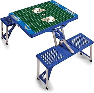PICNIC TIME NFL Los Angeles Chargers Football Field Folding Picnic Table, Camping Table, Outdoor Table with Umbrella Hole