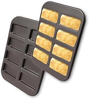 Mini Bread Pan Carbon Steel Cake Bread Mold Baking Pan Financier Baking Pan 8-Cavity for Oven Baking Mini Bars, Granola Bar Cornbread(Black)