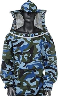 HASTHIP® Bee Suit with Detachable Veil Hat, Camouflage Beekeeping Top, Protective Equipment, Elastic Cuff & Elastic Hem Closure