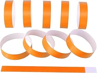 200 Pcs Orange Plastic Neon Wristbands - Lightweight, Waterproof, Self-Adhesive Party Wristbands for Events