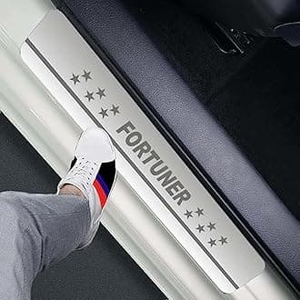 AC Door Sill/Foot Step Stainless Steel Scuff Plate Plates Compatible with Toyota Old Fortuner (Set of 4 Pcs)