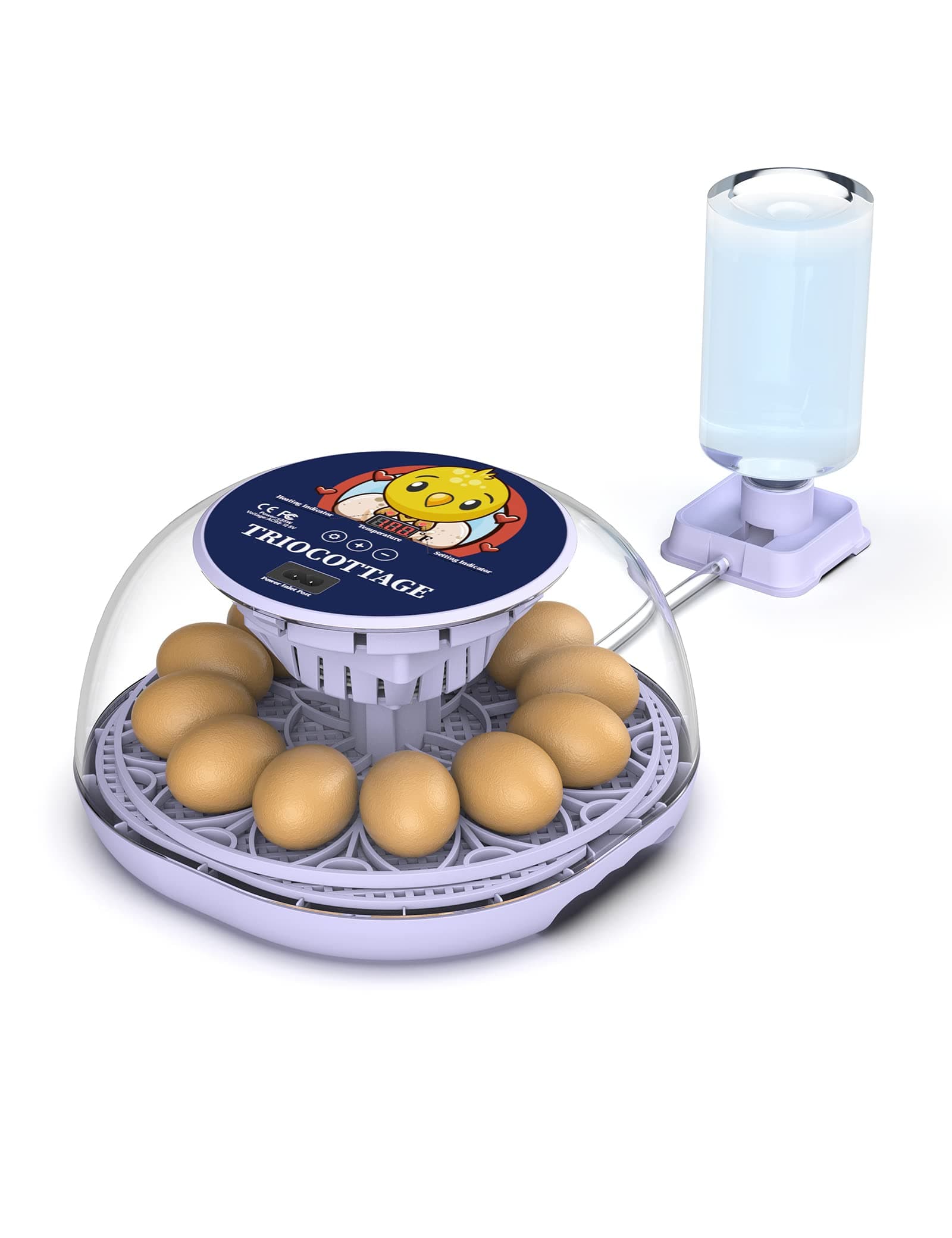 12 Clear Egg Hatching Incubator with Automatic Egg Turning and Auto Water Replenishment for Chicken Eggs and Quail Egg