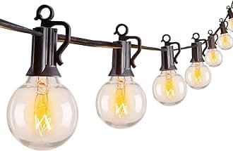 Outdoor String Light 100Ft G40 Globe Patio Lights with 52 Edison Glass Bulbs(2 Spare), Waterproof Connectable Hanging Christmas Lights for Backyard Porch Balcony Party Xmas Decor, E12 Socket