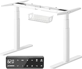 – Height Adjustable Standing Desk Frame with Oval Leg Design, Dual Motor Electric Standing Desk Sit Stand Desk with 62-125cm, 4 Memory Keyboard and Anti-collision System