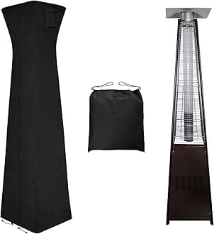 Pyramid Torch Patio Heater Cover with Zipper and Storage Bag, Waterproof Outdoor Heater Cover Dustproof, UV-Resisant, Wind-Resistant (90"H x 23"L x 23"W, Black)