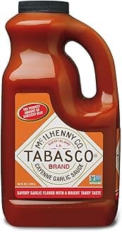 Brand Cayenne Garlic Pepper Sauce, Mild Hot Sauce, Bulk Plastic Jug, Smoky & Zesty Blend with Savory Garlic, Perfect for Large Recipes, Great for Italian Dishes & More, 64 Fl Oz (Pack of 1)