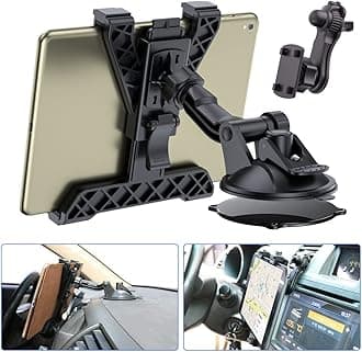 Tablet Holder Car, 360° Rotatable Adjustable iPad Car Mount, Dashboard Windscreen Mount for 6-11 Inches, Compatible with iPad, Samsung Tabs, Huawei and More